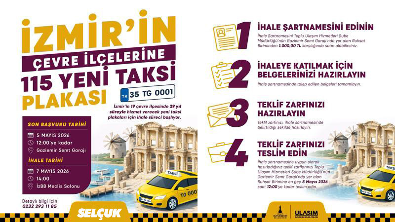 İzmir’in çevre ilçelerine 115 yeni taksi geliyor